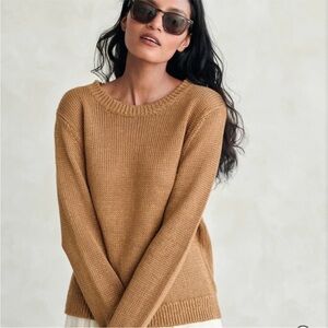 Jenni Kayne Linen Crewneck Sweater in Toast Tan Size Medium